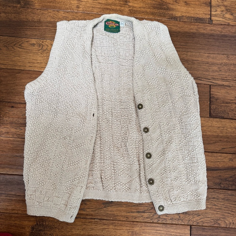 Cream Knit Button-Up Vest - Picture 1 of 8